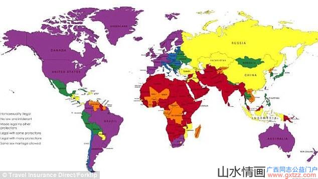 全球同性恋旅行安全指数地图，去这些地方可能被判死刑